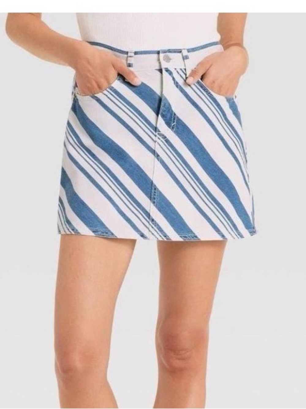 Universal Thread Blue and White Striped Mini Skirt